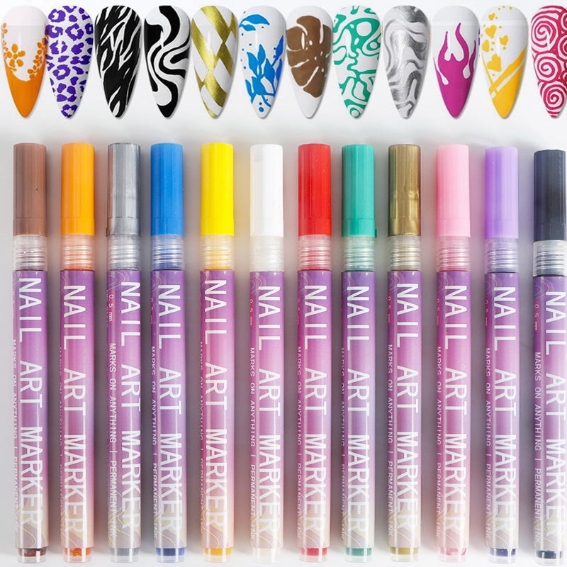Nail Art Pen Set – 12 Colors