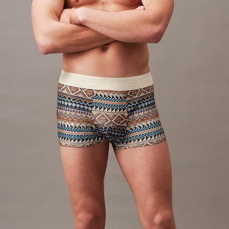 Breathable Men’s Boxer Shorts with Geometric Pattern – 1 Set (3 Pieces)