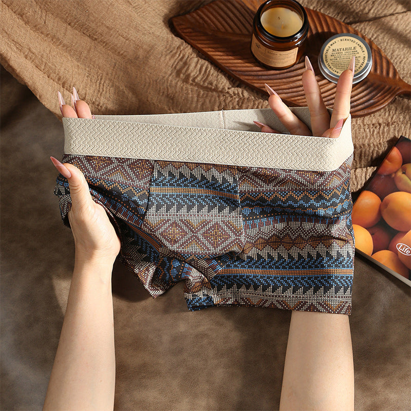 Breathable Men’s Boxer Shorts with Geometric Pattern – 1 Set (3 Pieces)