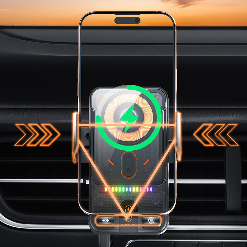 Smart Car Phone Holder – 15W Fast Wireless Charger – Automatic Clamping & Rotating – Universal