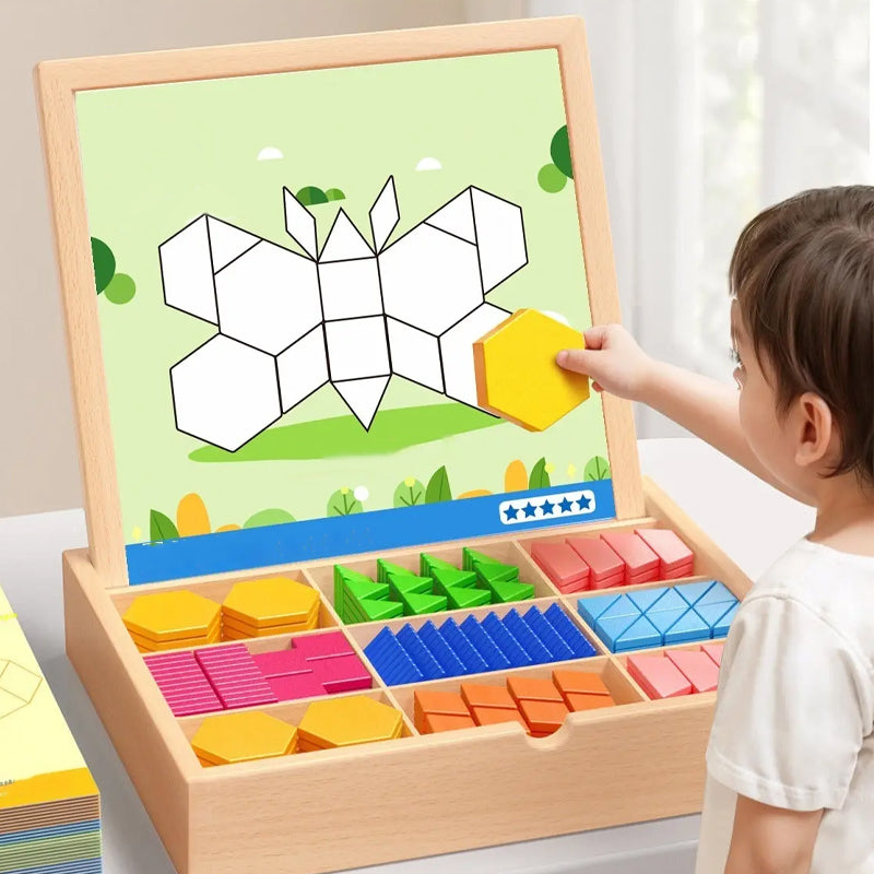 Wooden Magnetic Puzzle: Create Shapes & Patterns