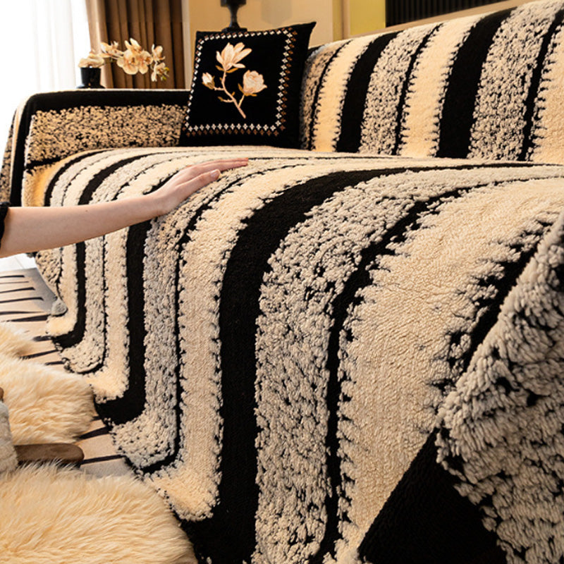 Pet-Proof Plush Sofa Cover with Anti-Slip