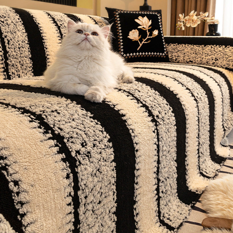Pet-Proof Plush Sofa Cover with Anti-Slip