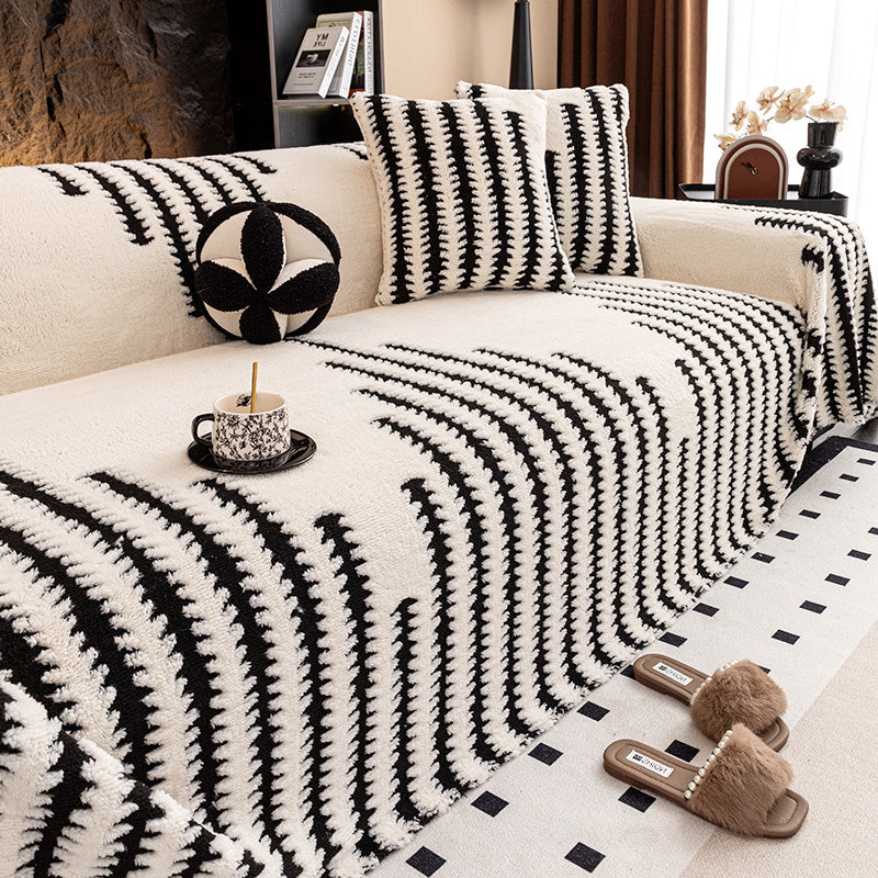 Pet-Proof Plush Sofa Cover with Anti-Slip