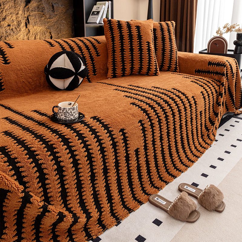 Pet-Proof Plush Sofa Cover with Anti-Slip