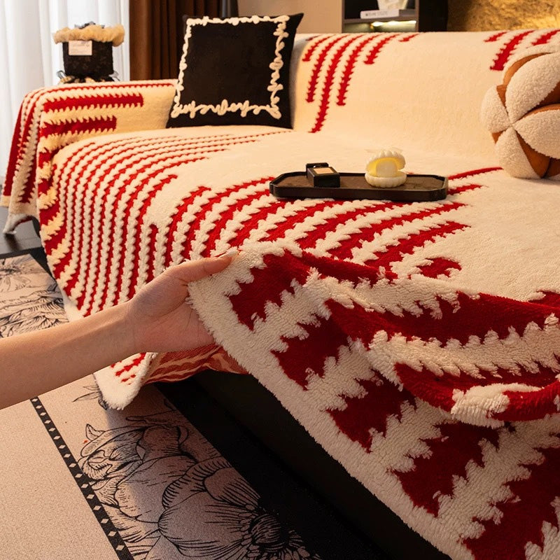 Pet-Proof Plush Sofa Cover with Anti-Slip