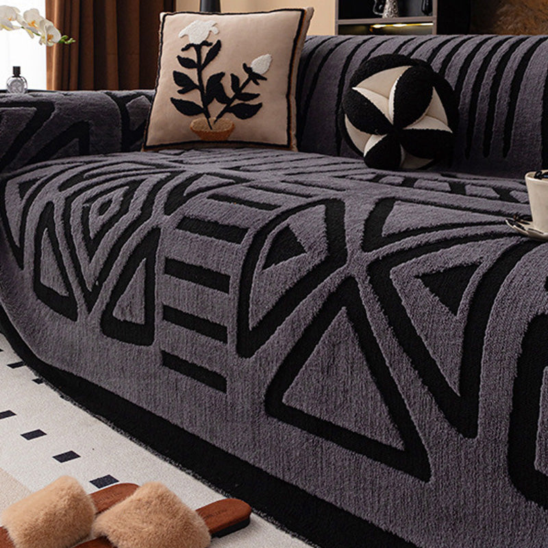 Pet-Proof Plush Sofa Cover with Anti-Slip