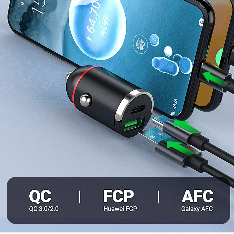 Car Charger with USB-C and USB-A Fast Charging