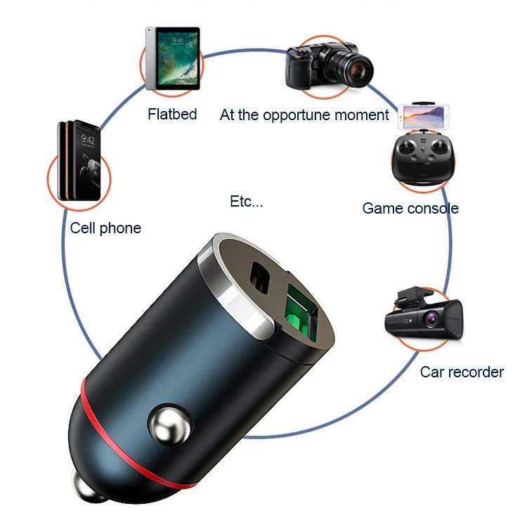 Car Charger with USB-C and USB-A Fast Charging