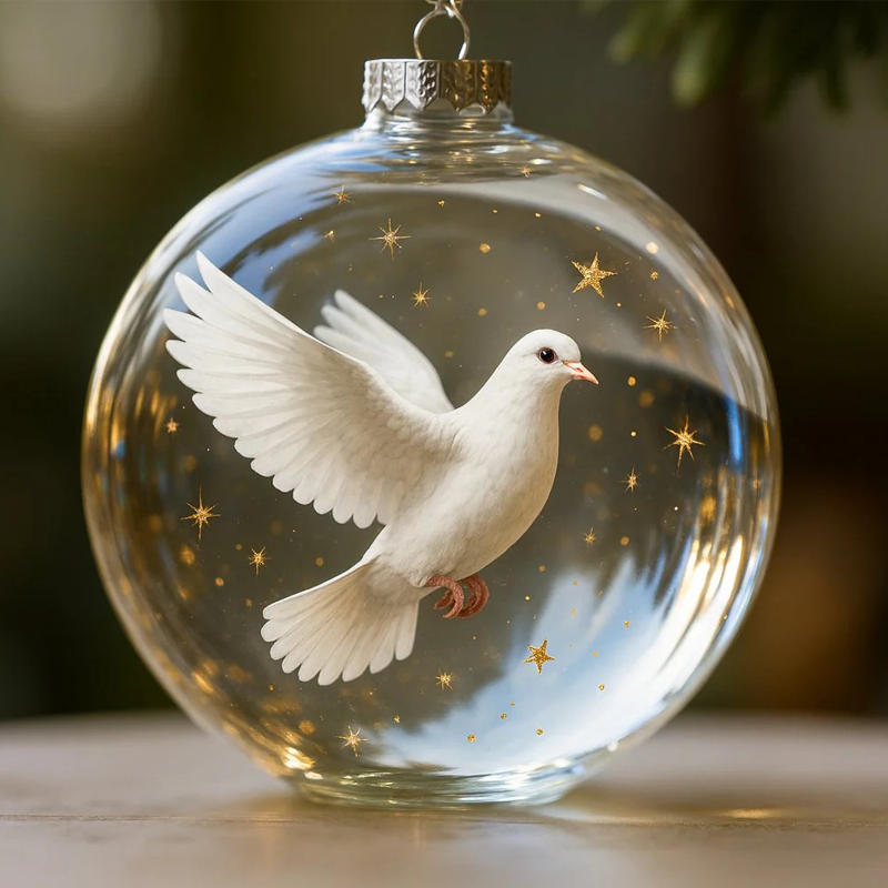 Nature’s Christmas Ornament: Bird in Clear Globe