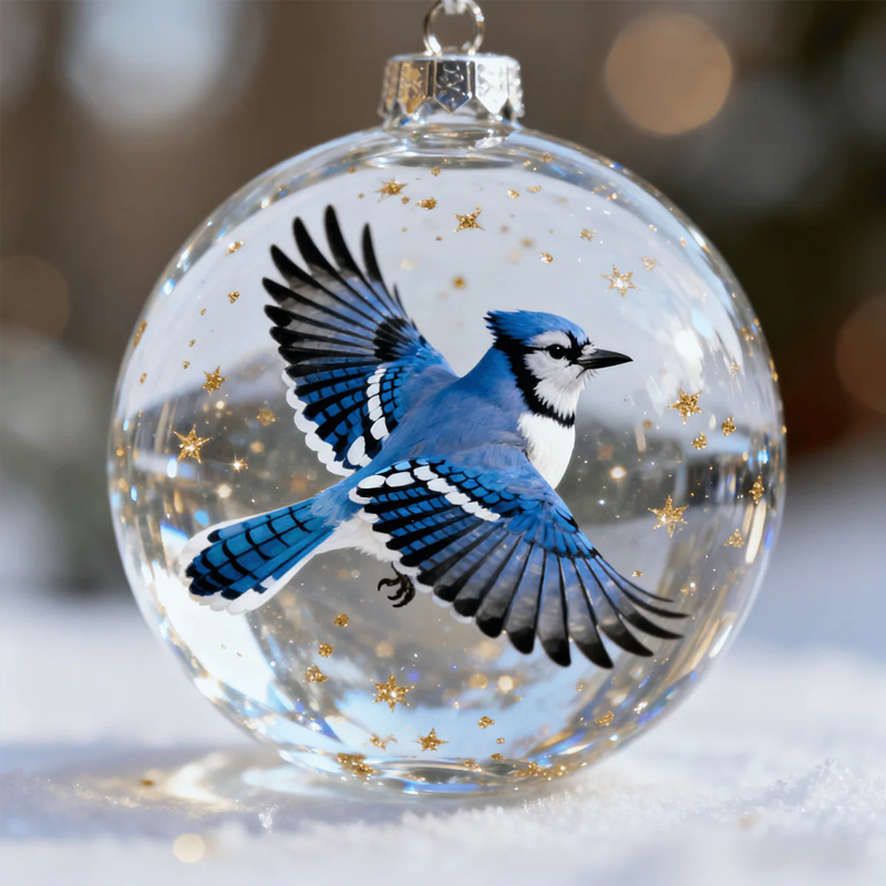 Nature’s Christmas Ornament: Bird in Clear Globe