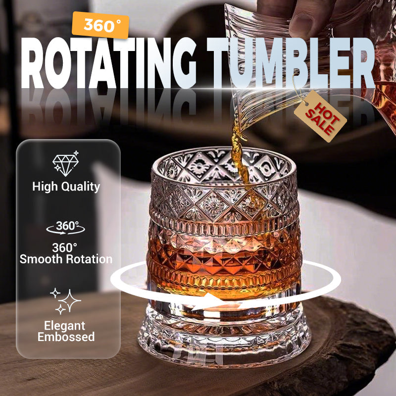 💎🥃 360° Rotating Whiskey Glass – Luxury Crystal Rotating Tumbler Glass