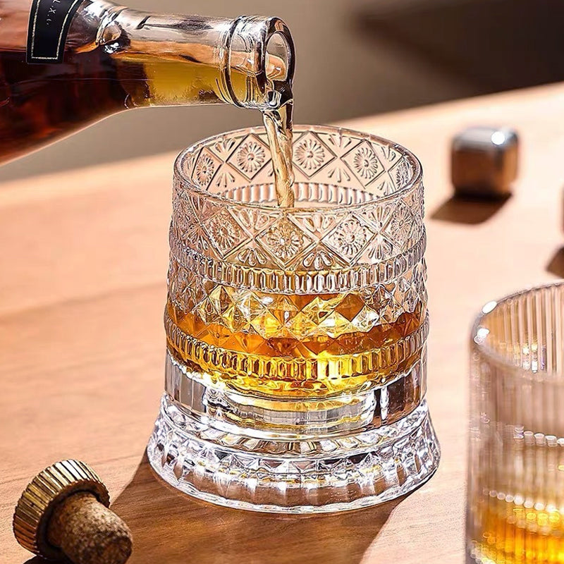 💎🥃 360° Rotating Whiskey Glass – Luxury Crystal Rotating Tumbler Glass