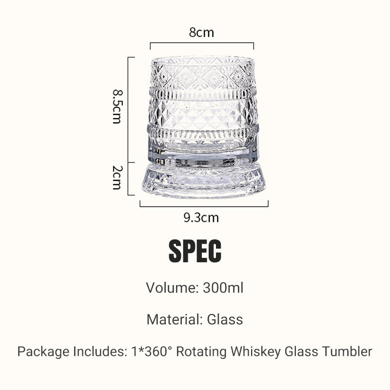 💎🥃 360° Rotating Whiskey Glass – Luxury Crystal Rotating Tumbler Glass