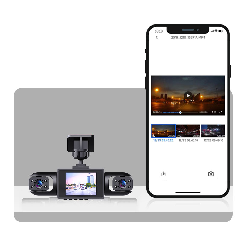 Professional 360° Dashcam - 4 Lenses for Full Coverage - Full HD Night Vision & Loop Recording