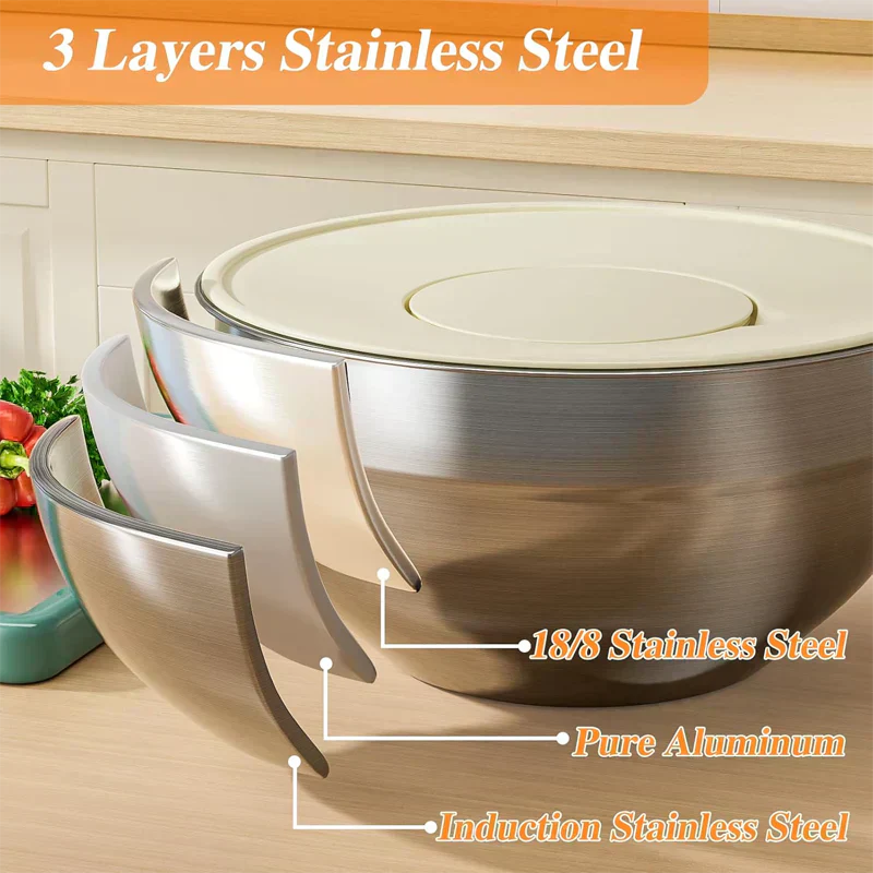 Stainless Steel Mixing Bowl Set – The Versatile Kitchen Set for Food Prep, Baking, and Storage