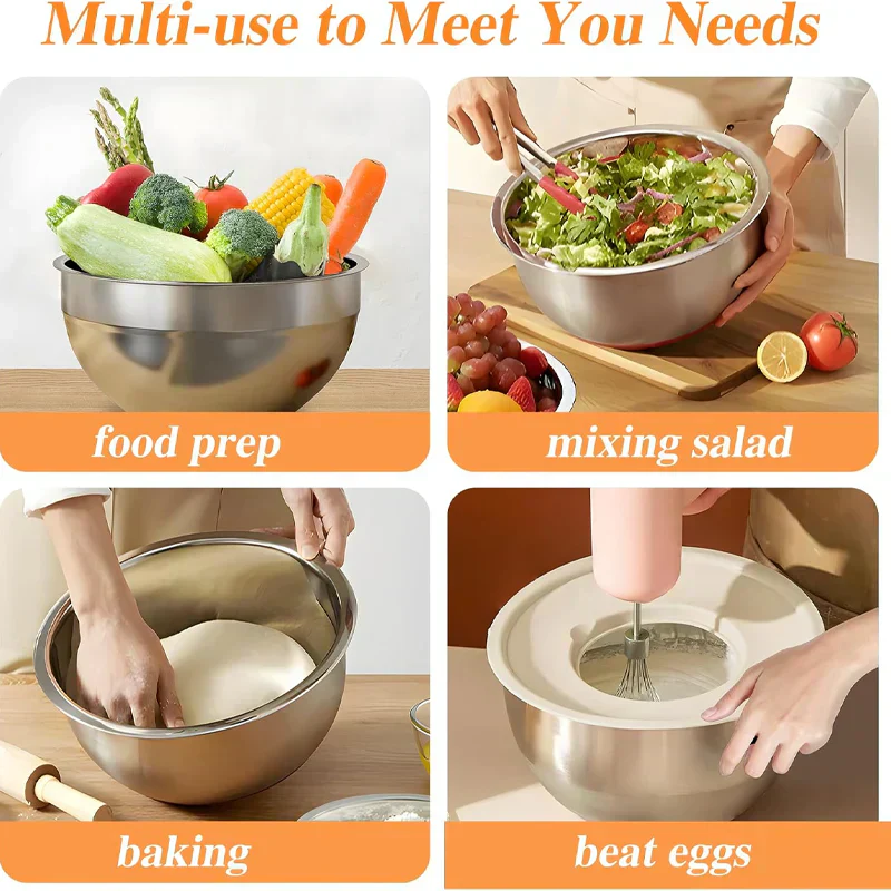 Stainless Steel Mixing Bowl Set – The Versatile Kitchen Set for Food Prep, Baking, and Storage