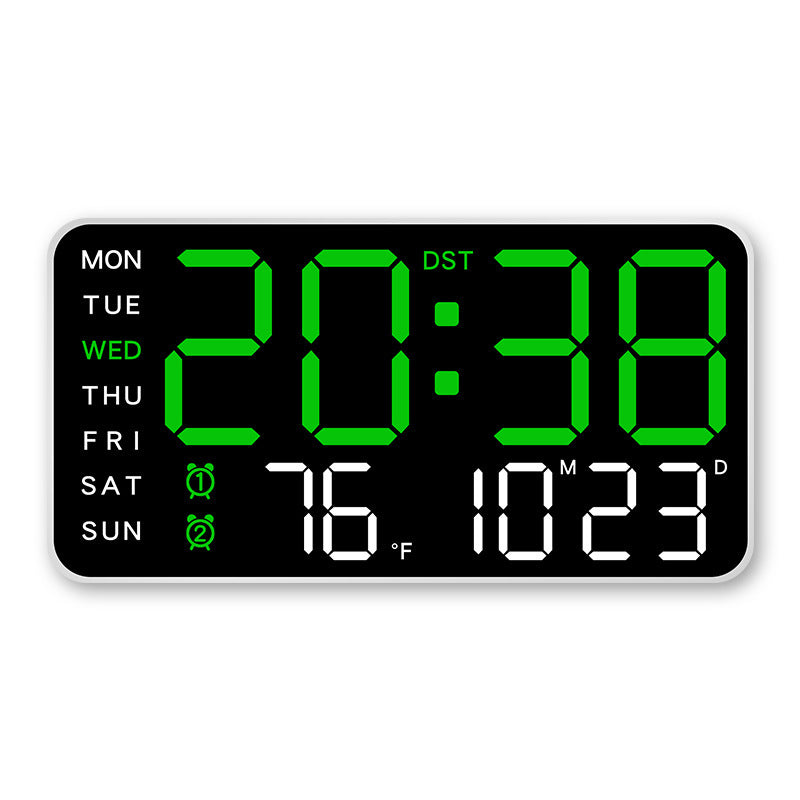 Large Digital Wall Clock with LED Display – Modern Electronic Clock with Date and Temperature