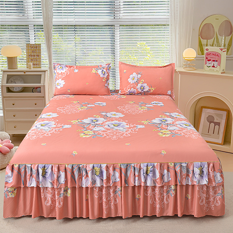 Luxury Bed Skirt – 3-Piece Set with 2 Pillowcases & Double Ruffles (Box Spring Cover)