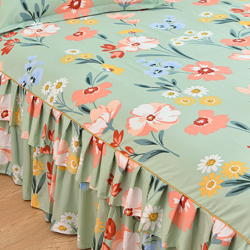 Luxury Bed Skirt – 3-Piece Set with 2 Pillowcases & Double Ruffles (Box Spring Cover)