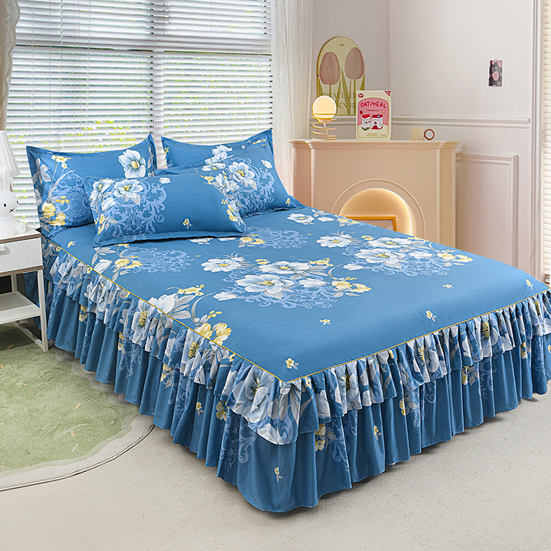 Luxury Bed Skirt – 3-Piece Set with 2 Pillowcases & Double Ruffles (Box Spring Cover)