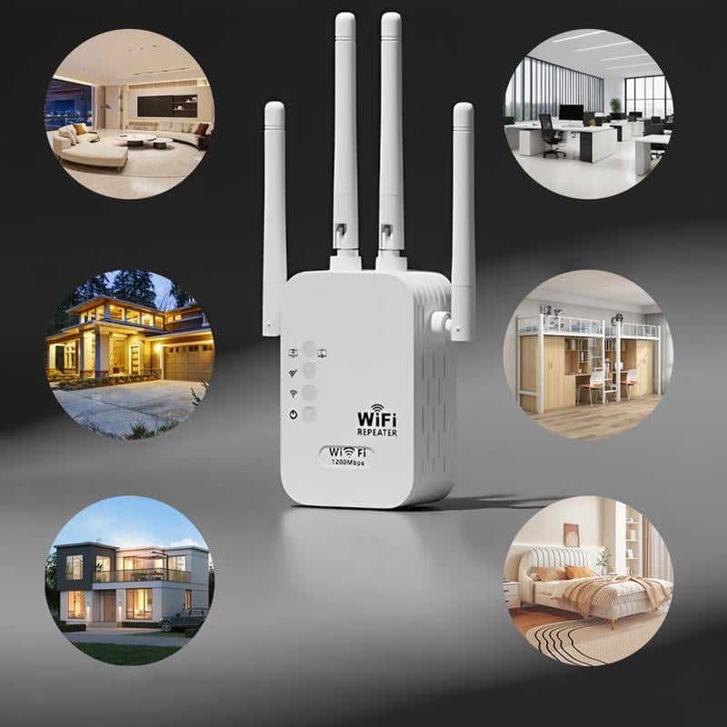 1200Mbps WiFi Range Extender - Dual Band (5GHz & 2.4GHz) WiFi Repeater with Ethernet Port & WPS