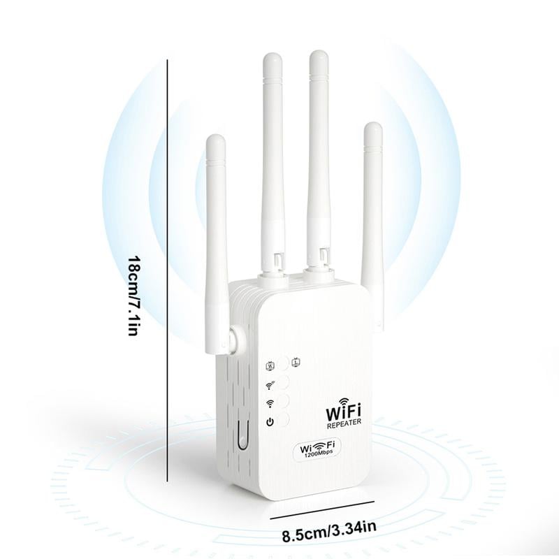 1200Mbps WiFi Range Extender - Dual Band (5GHz & 2.4GHz) WiFi Repeater with Ethernet Port & WPS