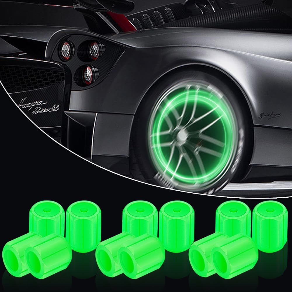 Glow in the Dark Valve Caps - Luminous - For Bicycle, Car & Motorcycle