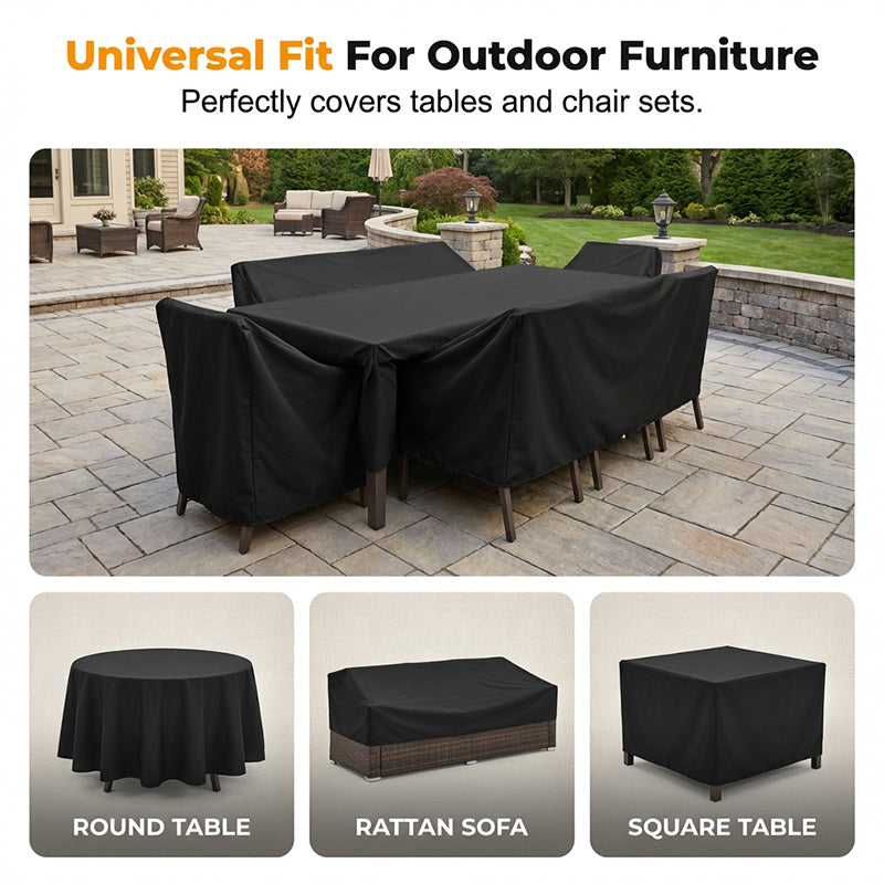Waterproof Garden Furniture Cover – Made of 210D Oxford Fabric, UV-Resistant and Windproof
