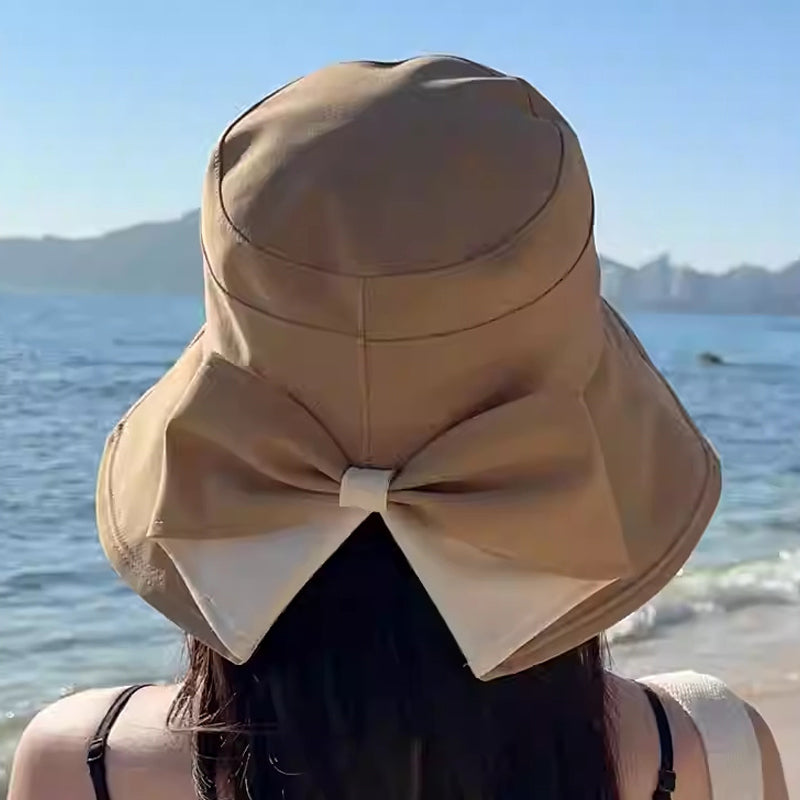🎀 Women's Wide-Brim Sun Hat with Bow – Foldable