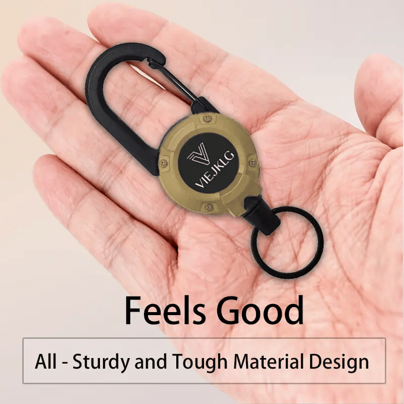 Retractable Keychain with Carabiner – 65 cm Steel Wire, Lightweight & Durable