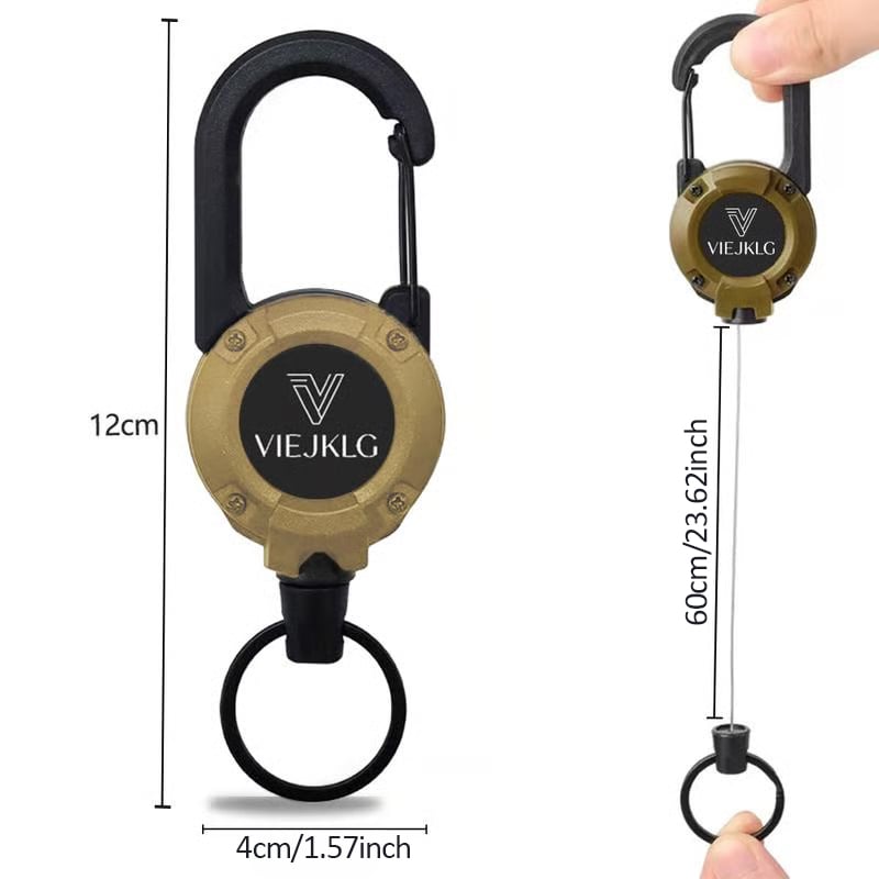 Retractable Keychain with Carabiner – 65 cm Steel Wire, Lightweight & Durable