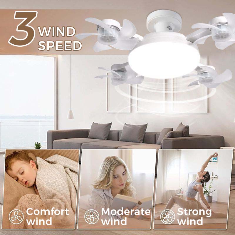 New E27 Ceiling Fan with Light – 2-in-1 Quiet LED Fan Light