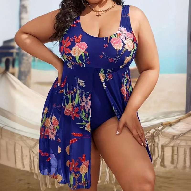 🌊 Women's One-Piece Floral Swimsuit – Stretchy and Tummy-Control, Perfect for the Beach