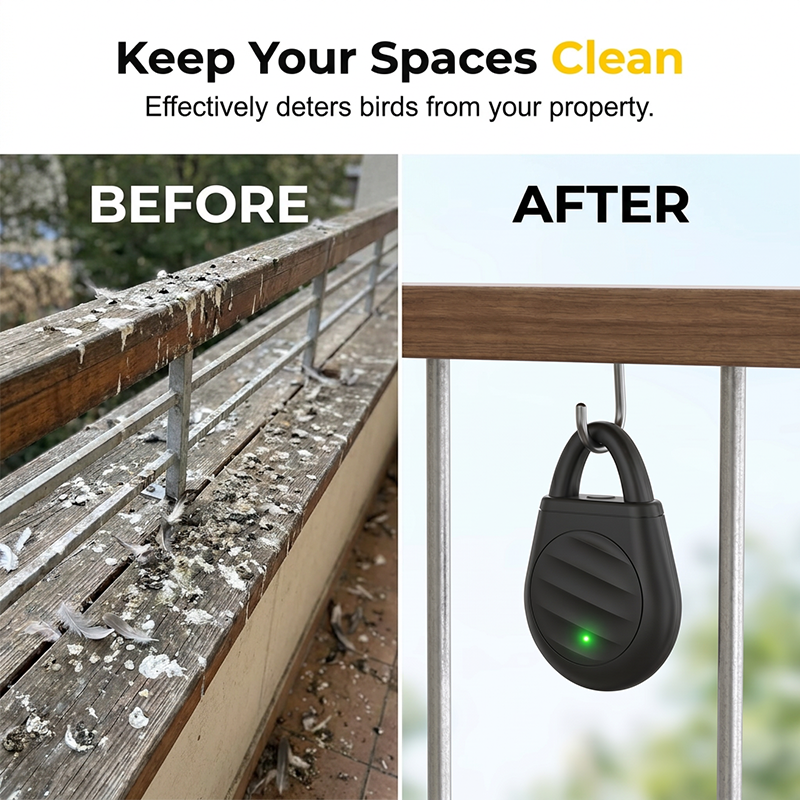 🐦 No More Birds, Pests & Grasshoppers! Portable Ultrasonic Bird Scarer Keychain
