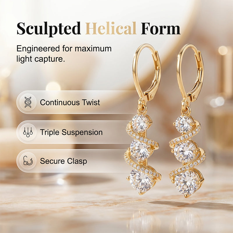 Asymmetrical spiral and teardrop earrings