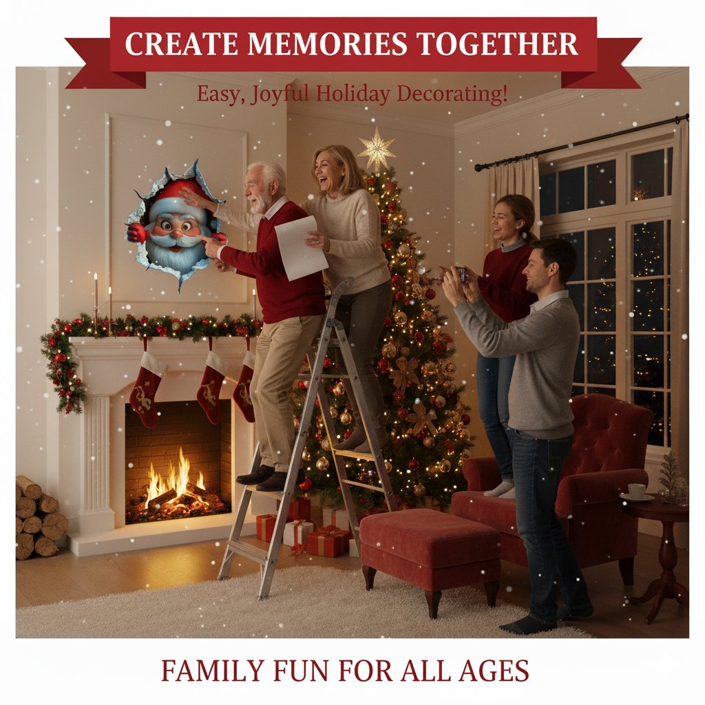 3D Christmas Wall Sticker, 1 Set (2 pcs) | Create Christmas Atmosphere in One Minute