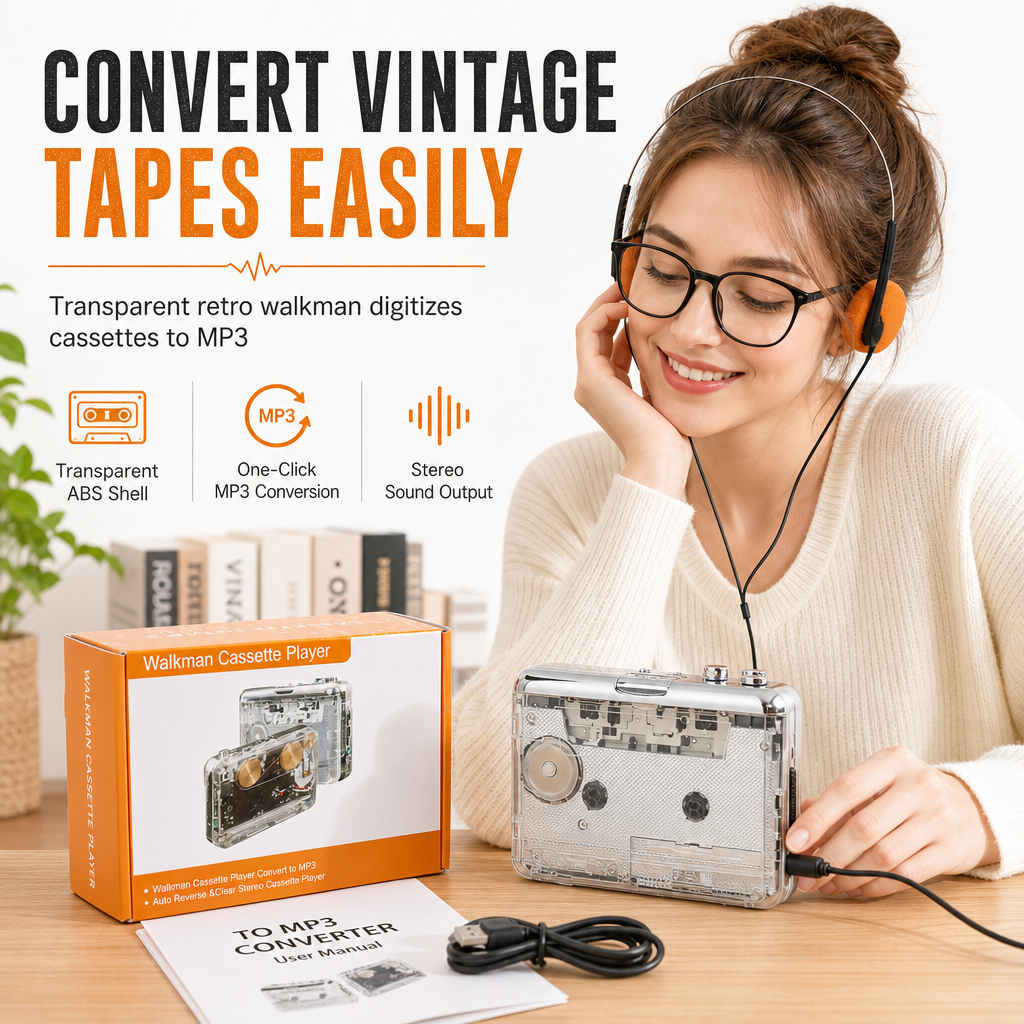 Transparent Cassette Tape Player – Old Tapes, New Life!