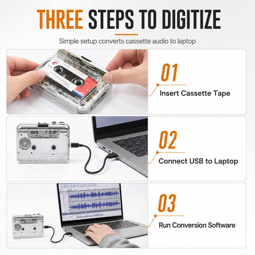 Transparent Cassette Tape Player – Old Tapes, New Life!