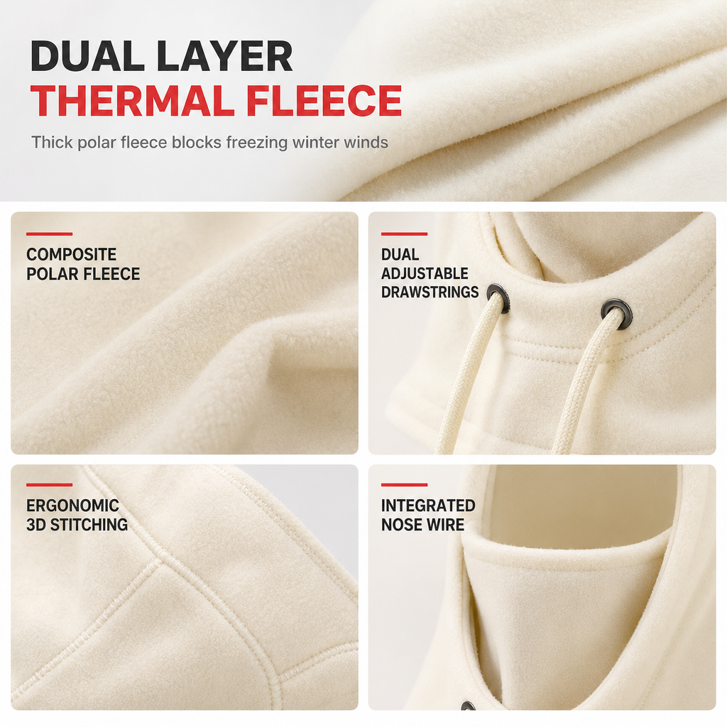 Warm Fleece-Lined Balaclava & Ski Mask for Cycling and Skiing
