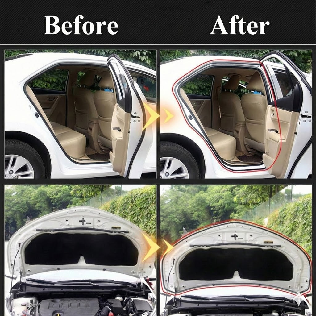 Universal Car Door Rubber Seal (5 Meters) – Self-Adhesive Weatherstripping Against Wind Noise (B-Shape)