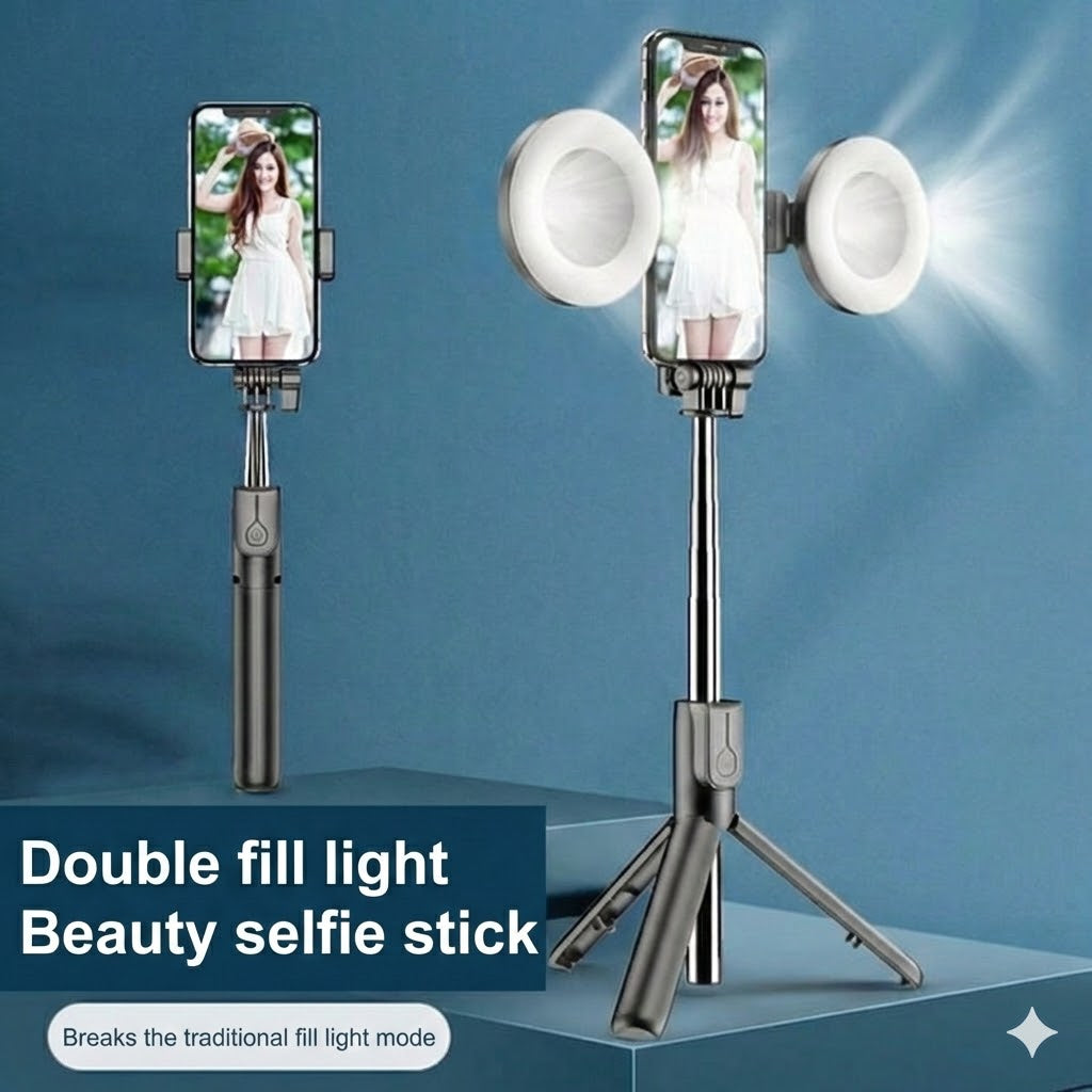 6-in-1 Selfie Stick Tripod with Light – Bluetooth Tripod with Remote (For iPhone & Android)