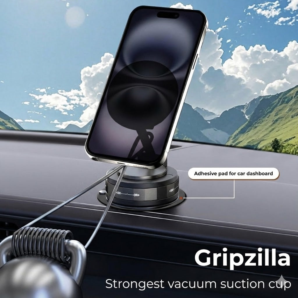 Magnetic Car Phone Holder – Vacuum Adsorption & Magnetic – 360° Rotatable – Super Stable for Dashboard & Windshield