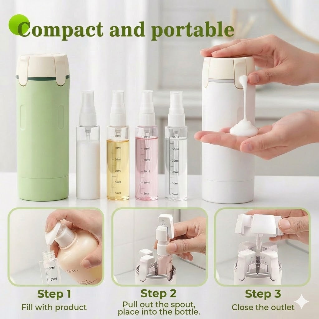 4-in-1 Travel Bottle Set for Carry-on – Leak-proof Silicone Travel Bottles