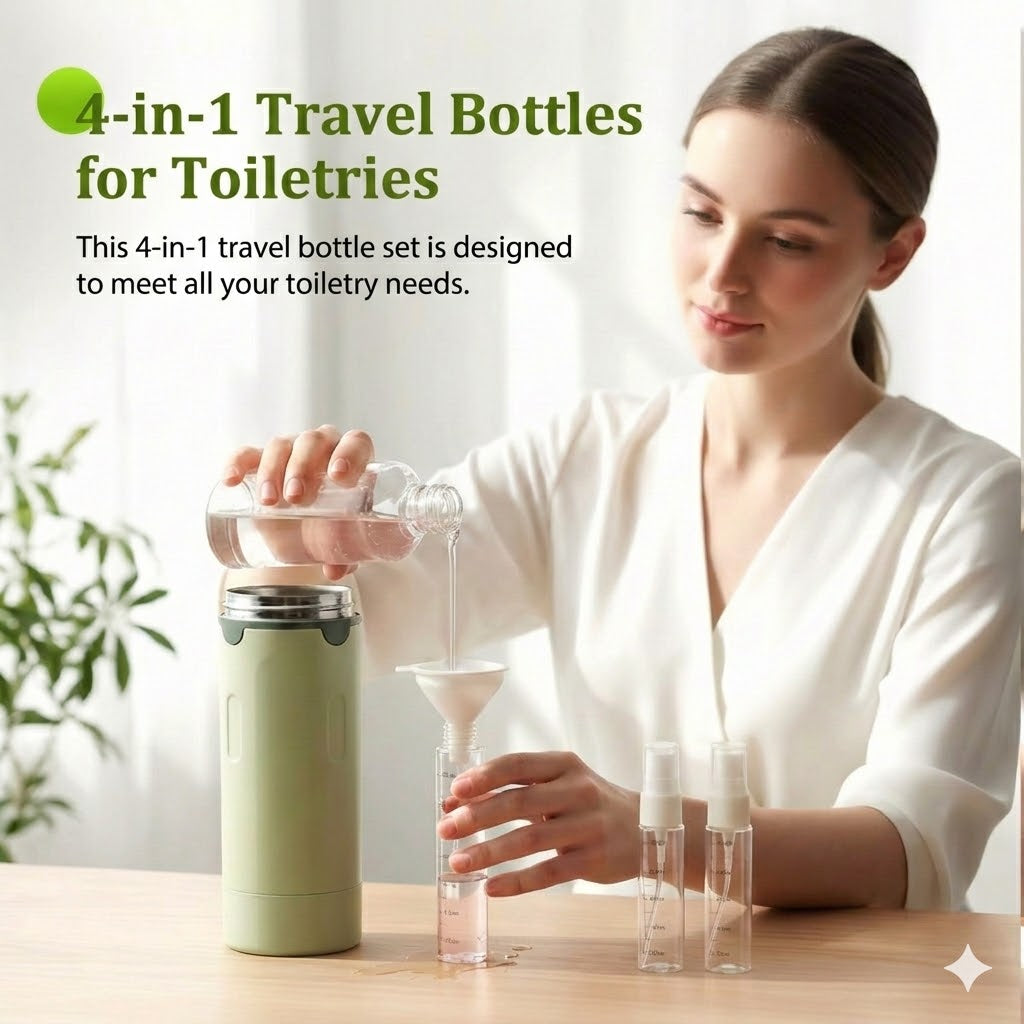 4-in-1 Travel Bottle Set for Carry-on – Leak-proof Silicone Travel Bottles