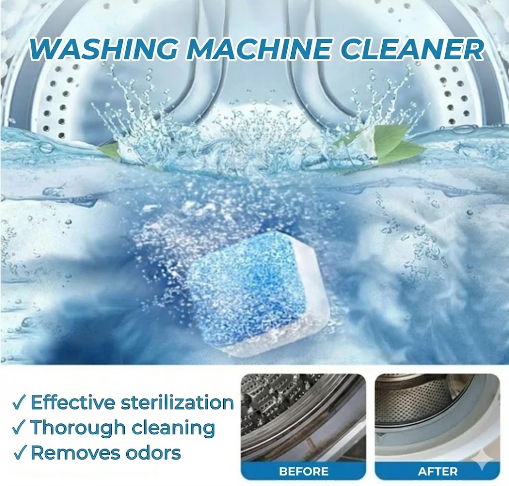 Washing Machine Cleaner Tablets – Removes Limescale & Odors – Deep Cleaning – 12 Pack – Universal
