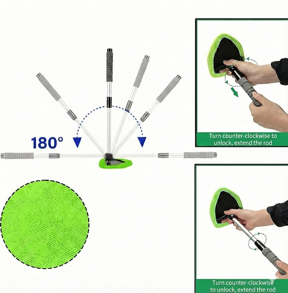 Telescopic Window Cleaner Set - Extendable Pole with Scrubber & Squeegee