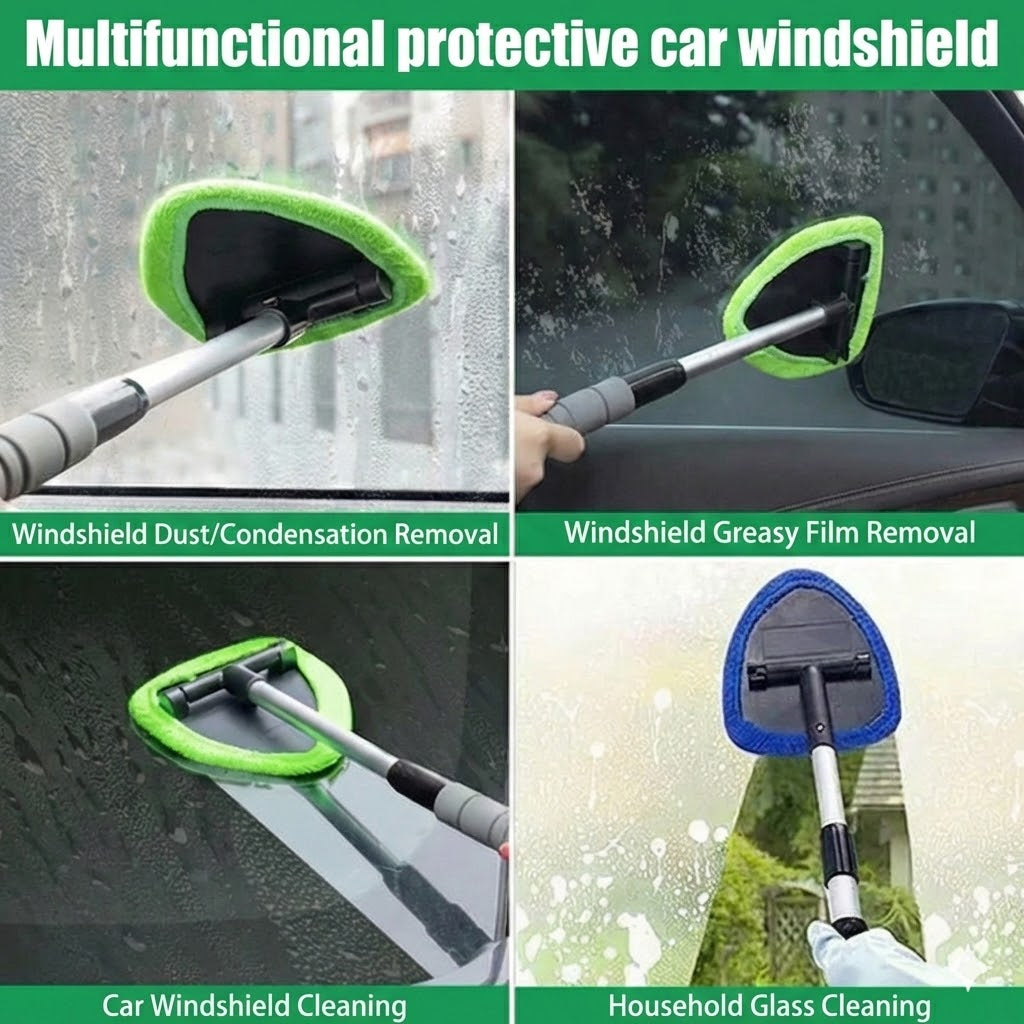 Telescopic Window Cleaner Set - Extendable Pole with Scrubber & Squeegee