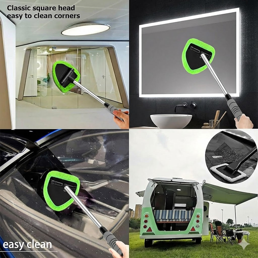 Telescopic Window Cleaner Set - Extendable Pole with Scrubber & Squeegee