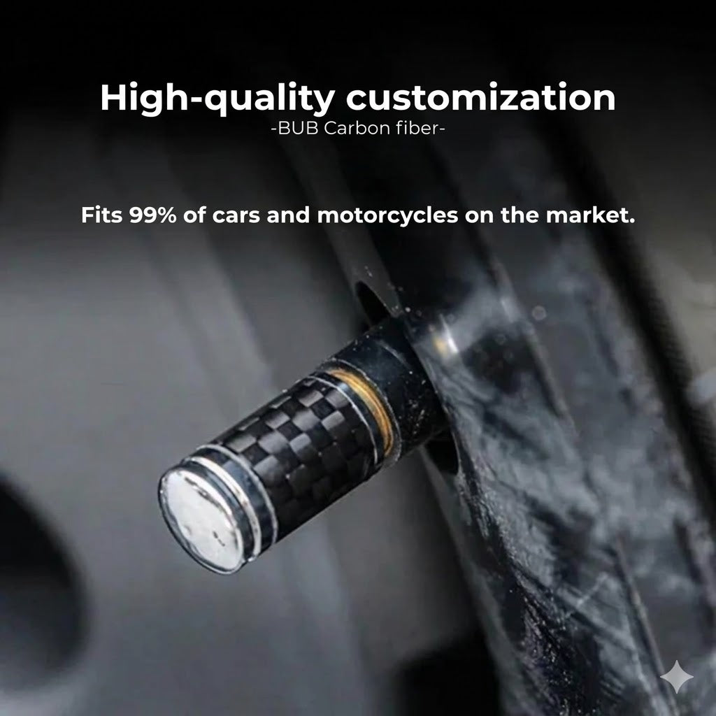 Luxury Carbon Valve Cap Set – Carbon Fiber Look – Universal for Car, Motorcycle & Bike – Sporty Wheel Protection – [Set of 4]